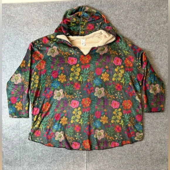 Natural Life Oversized Cozy Blanket Hoodie One size Multi Flora - Picture 2 of 10